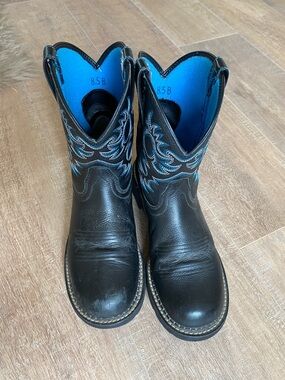 Ariat Black Boots with Bright Blue Interior
